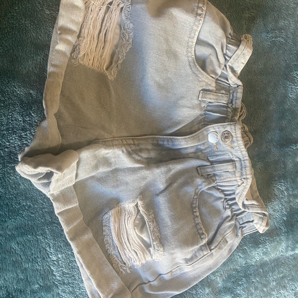 Forever 21 Kids Light Gray Distressed Shorts